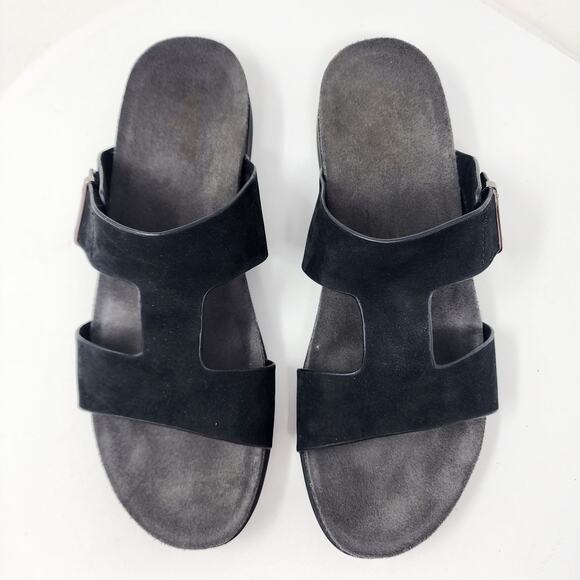 Munro Jody Slide Sandals Women 10.5M Black Nubuck Leather Silver Accent m490686 - Picture 3 of 13